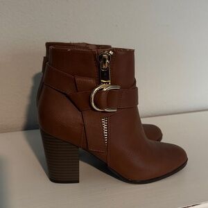 Apt. 9 Brown Faux Leather Buckle Ankle Boots